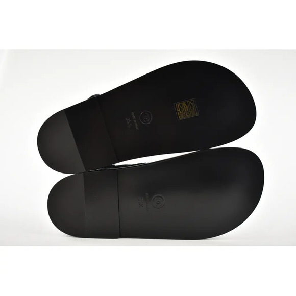 Chanel 21C Black Fabric Silver Logo Mule Slide Strap Flat Teva Dad Sandal 35.5 - Picture 12 of 12